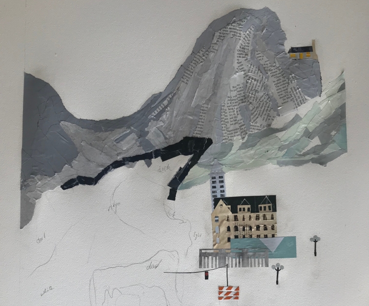 collage of chinese mountain and seattle by ray monde